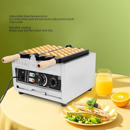 Kommerzieller 1500-W-Bubble-Waffeleisen mit Präzisem Timer und Temperatureinstellknopf, LED-Anzeigeleuchte für Restaurants, Bäckereien und Cafeterien (EU-Stecker 220 V) – Bild 5