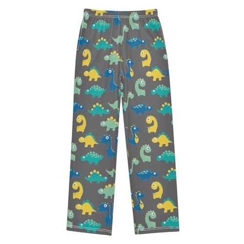 ZZXXB Walking Dinosaur Print Boys Long Pants Soft Trousers Elastic Waist Kids Lounge Bottoms with Pockets S-XL