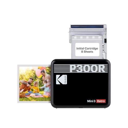 KODAK Mini 3 Retro 4PASS Imprimante Photo Portable (7,6x7,6cm) - Noir, 3 * 3