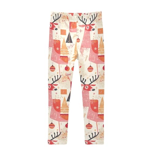 KLL Christmas Winter Snow Elk Red Little Girls Legging Comfortable High Waisted Activewear Running