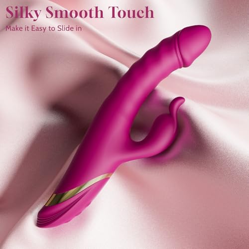 Image of Thrusting Rabbit Vibrator with Clitoral Stimulator - Realistic Dildo Thrusting Toy for Women, Curved G Spot Vibrator with Power Motion, Silent Vibrating Adult Toy for Solo Exploration & Couples Play