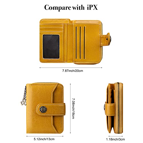S-ZONE Damen Kurze Geldbörse RFID Schutz Geöltes Wachs Echtes Leder Clutch Kartenhalter Organizer Geldbeutel Kleine Portmonee 18 Kartenfächer Kartenhülle mit ID Fenster - Image 5