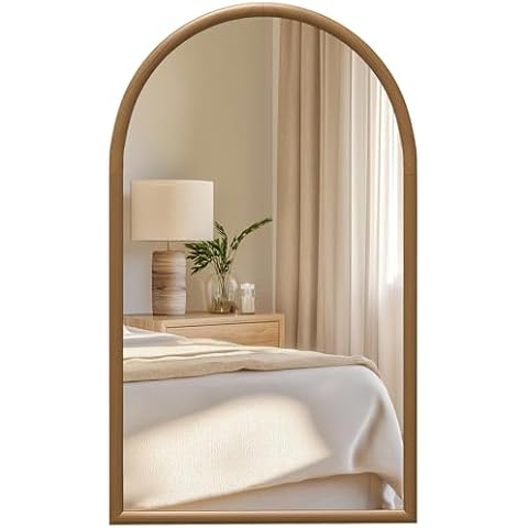 HOMCOM Dark Brown Arched Wall Mirror Cover
