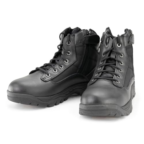 Milwaukee Leather Men's 6-inch Black Leather Swat Style-Tactical Lace-Up Biker Boots w/Side Zippers MBM9011-10.03
