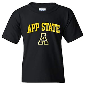 UGP Campus Apparel YS03 – Appalachian State Mountaineers Arch Logo Youth T-Shirt – Large – Black
