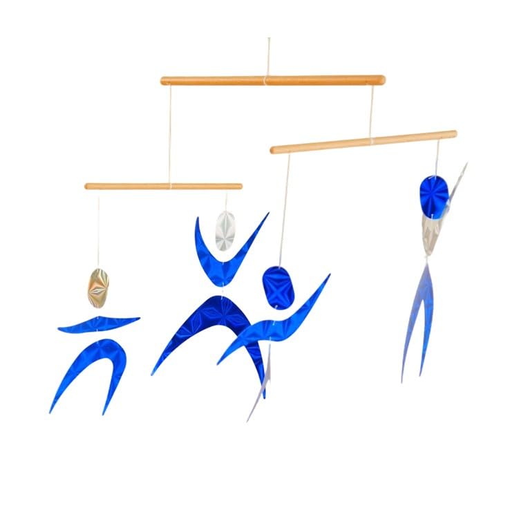 Adena Montessori Mobile Set - Munari (with Plastic Ball) & Octahedron in Multiple Sizes & Color Dancers (Blue Dancers)