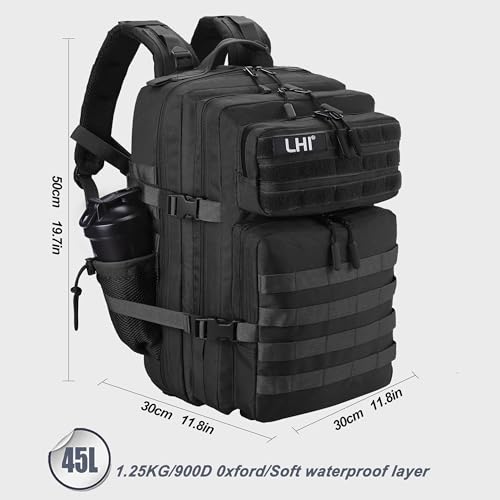 LHI 45L Tactical Backpack with Shoe Compartment