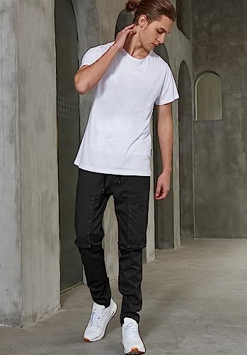ITALYMORN Slim Fit Khaki Cargo Joggers for Men with Zipper Ankle Stretch Casual Chino Pants4