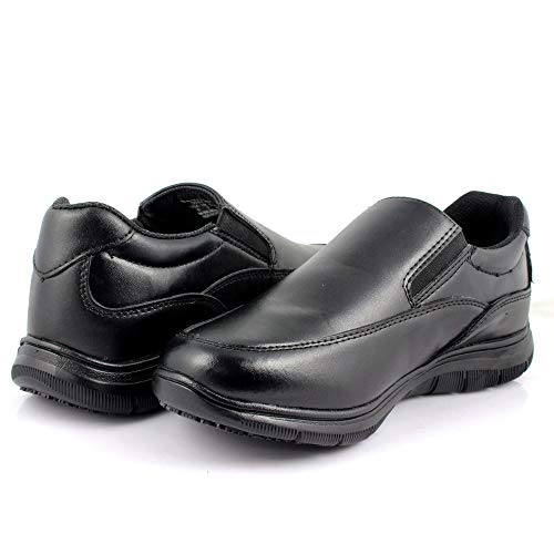 Laforst Jet 3594 Mens Man Made Water and Stain Resistant Work Slip Resistant Double Gore Slip On Flats Black 8