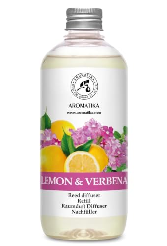 Raumduft Nachfüllflasche Zitrone & Verbene 500ml - Intensiv & Langanhaltend Natürliche Raumdüfte - Fur Raum - Küche - Baden - Spa - Zitrusduft - Aromatherapie - Reed Diffuseur Refill Lemon & Verbena