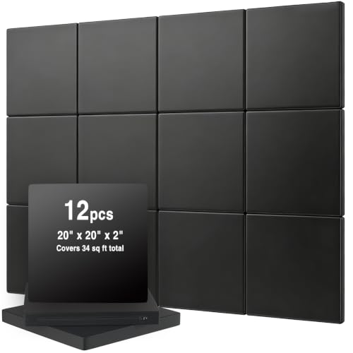 12 Pack Golf Wall Padding 20 x 20 x 2 Indoor Golf Simulator Padding Panels High Density Foam and PU Surface for Impact Protection Noise Reduction Ideal for Gym Garage Playroom 48 Straps