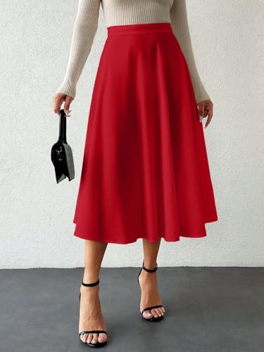 Women's Flowy Trendy Skirt Solid High Waist Elegant Skirt4