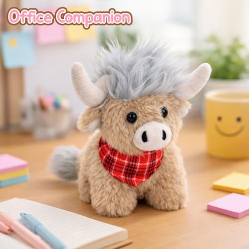 Mushymallow Sitting Highland Cow Stuffed Animal Soft Highland Cow Plush Toy Cute Birthday Gifts for Boys Girls Kids Toddlers,Gray — view 4