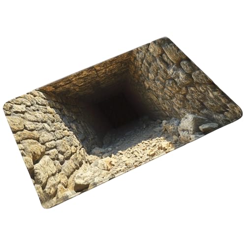 3d Floor Rugs - Crystal Velvet Optical Illusion | Non Slip Endless Abyss Doormat | Indoor Outdoor Living Room Bathroom Entrance 
