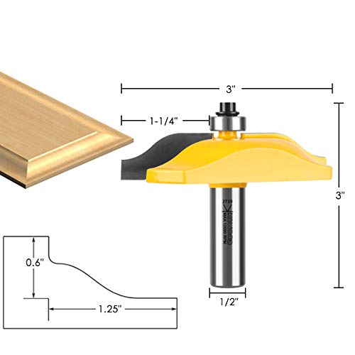 KOWOOD Ogee 3 Bit Raised Panel Cabinet Door Router Bit Set 1/2-Inch Shank - Thumbnail 7