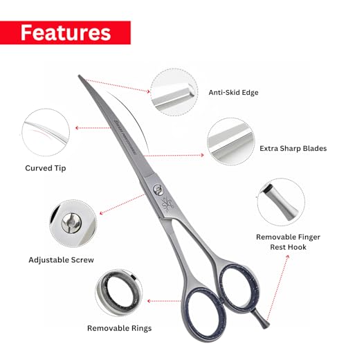 Doggroomingscissorscurvedscissorfordoggroomingandcatspetshearsfortrimmingfacepaws7incurvedblade  Urban Country Home Decor Dog grooming scissors curved scissor for dog grooming and cats pet shears for trimming face paws 7 in curved blade  urban country home decor