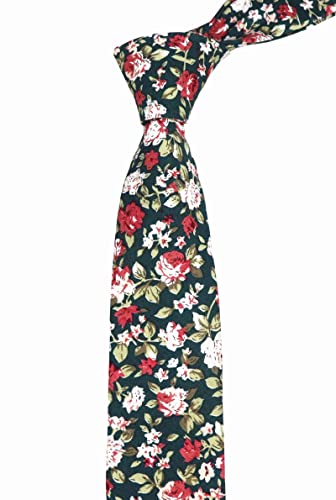 Image of Elfeves Men's Skinny Solid Color Tie Causal Cotton Linen Narrow Slim cut Necktie
