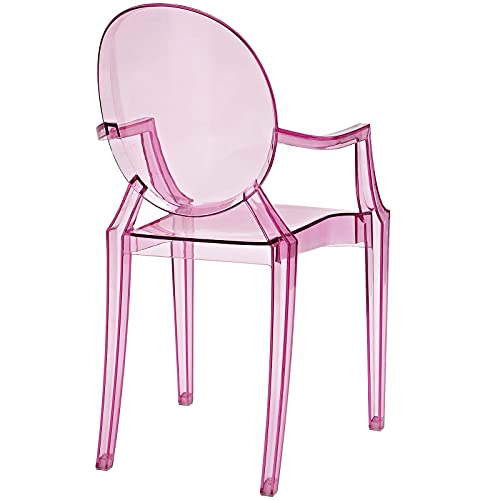 Modway Casper Modern Acrylic Stacking Kitchen And Dining Room Arm Chair In Pink - Fully Assembled #TOP4