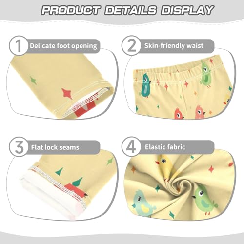 Toddler Girls Leggings Printed Yoga Pants Leggings Green Red Bird for Kids3