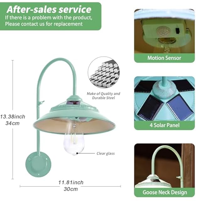 Solar Motion Sensor Lights Outdoor - Waterproof Wireless with Motion Sensor, Solar Barn Lights Outdoor Rustic Sconce Lights for Patio Yard Garage Chicken Coop & Shed Farmhouse£¨Mint Green£©