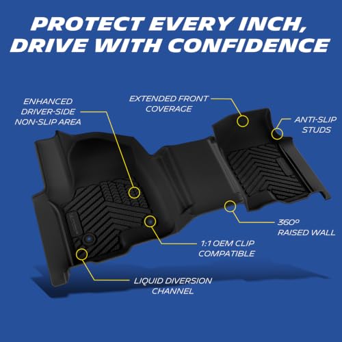 Image of Michelin Vehicle Mats for 2019-2026 Chevy Silverado /GMC Sierra 1500 | 2020-2026 2500 /3500, Crew Cab Bench Seat W /Under Seat Storage, All-Weather TPE Custom Fit Liner, Premier