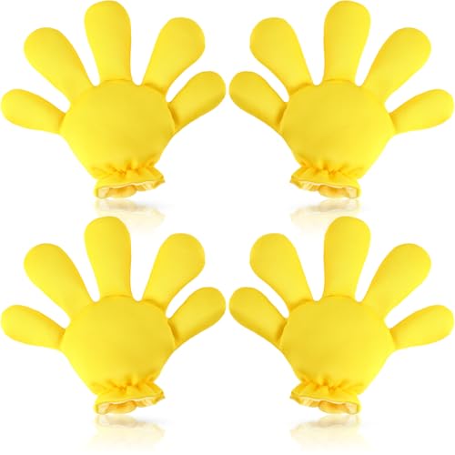 Geyoga 2 Pairs Jumbo Cartoon Hands Large Costume Gloves Halloween Gloves for Party Birthday Role Playing Costumes(Yellow 2)