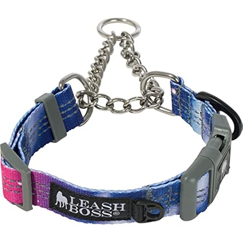 Leash Boss Martingale Collar for Dogs - Steel Chain | Reflective Nylon Dog Collar for Large Dogs, Medium and Small Dogs | No Pull Pet Training Collar Small Cover