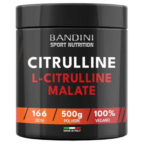 Bandini® L-Citrulline Malate 500g, 3g L-Citrulline Malate per dose giornaliera, formula di citrullina malato in un rapporto 2:1, perfetto per allenamenti ad alta intensità, polvere insapore