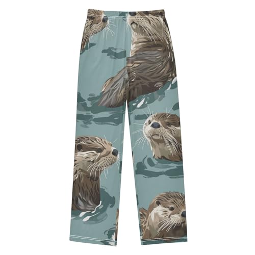 ZZXXB Otters Boys Long Pants Soft Trousers Elastic Waist Kids Lounge Bottoms with Pockets S-XL