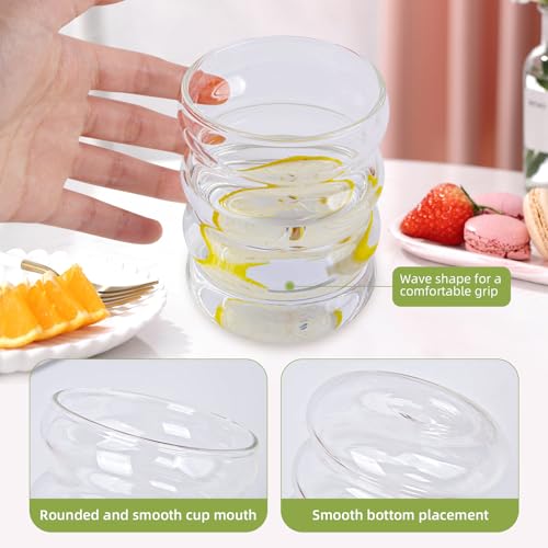 BELICOO 4 Pack Drinking Cocktail Glasses, 11oz/320ml Vintage Ripple Glass Cups - Image 3
