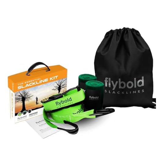 flybold Slackline Kit with Tree Protectors 57 feet Easy Set up Instruction Booklet and Carry Bag Set Outdoor Fun for Family Adults Children Kids