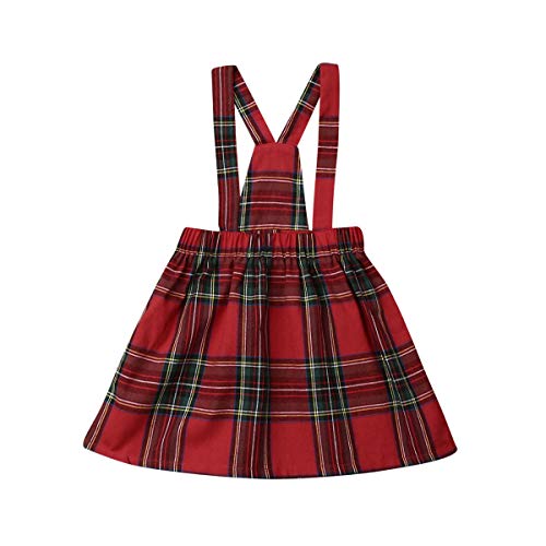Toddler Baby Girls Strap Suspender Skirt Overalls Tutu Skirts Casual Infant Baby Dress Sundress (Plaid, 2-3 Years)