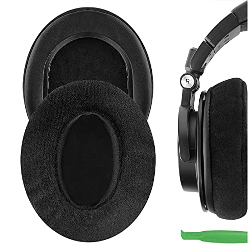Geekria Comfort Velour Replacement Ear Pads for ATH-M50X, ATH-M40X, ATH-M30X, ATH-M20X, ATH-M10, Headphones Earpads, Headset Ear Cushion Repair Parts (Black)