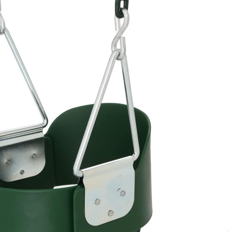 Image of Heavy-Duty High Back Full Bucket Toddler Swing Seat for Kids-Seat Only, Easy Install Fully Assembled, Green (Chain Not Included)