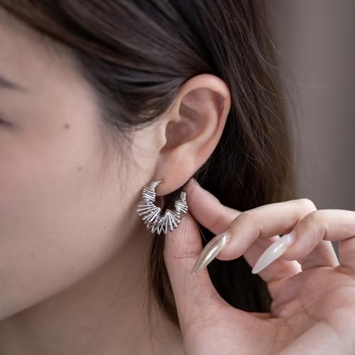 Lightweight Twisted Stud Earrings for Women|Sterling Silver Post Hoops Trendy|Statement Earrings For Gifts4