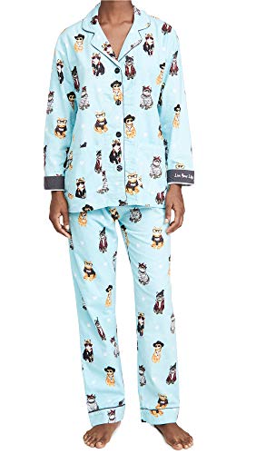 PJ Salvage Women's Loungewear Flannels Pajama Set, Aqua, XS