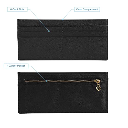 XEYOU Womens Credit Card Wallet Slim Long Zipper Pocket Purse for Coin, Cash, Receipt Multi-function Card Wallet for Ladies2