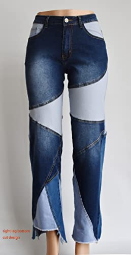 Aodrusa Women Patch Jeans Straight Leg Cut Bottom Raw Hem Y2k Denim Pants4