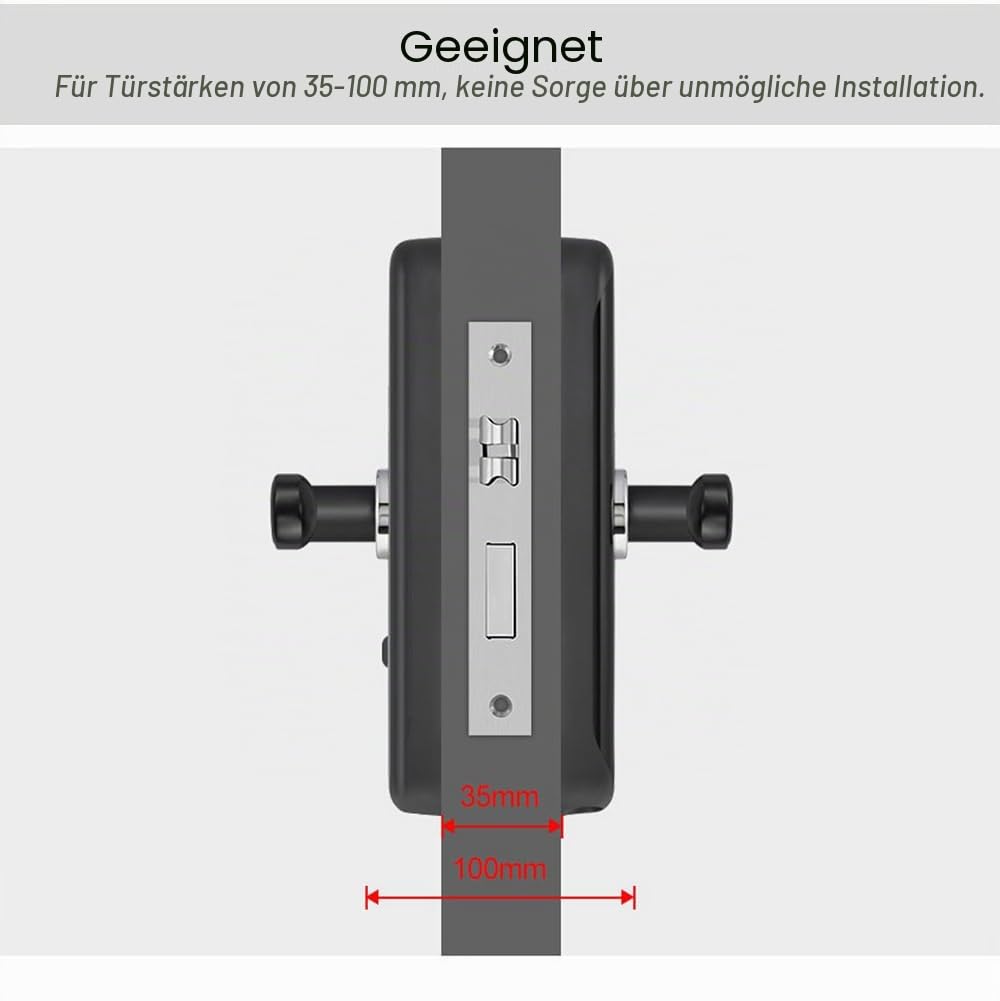 TUYA Smart-Türschloss mit Griff: 5-in-1 mit biometrischer Authentifizierung, digitalem Passwort, schlüssellosem Fingerabdruck-Eingang und elektronischem Bluetooth-Einsteckschloss