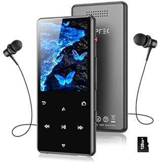 AGPTEK 128GB MP3 Player with Bluetooth 5.4, M6 2.4 inch Music Player with One-Click Recording, Built in Speaker and FM Radio, Touch Buttons(Black)