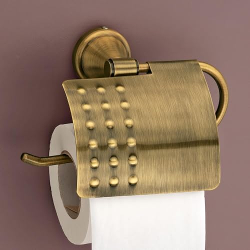 Image of Plantex (Primax) 304 Grade Stainless Steel Toilet Paper Roll Holder /Toilet Paper Holder /Tissue Paper Roll Holder for Bathroom Accessories - Niko (Brass Antique)
