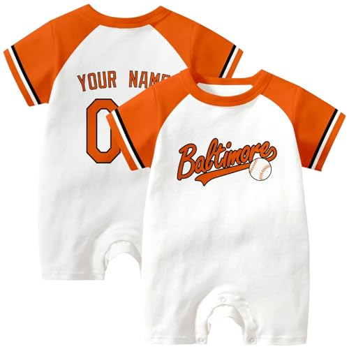 Image of KREDE Baby Clothes Unisex Bodysuit White Custom Name Number for Baby Boys