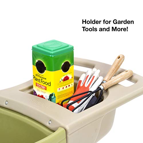 Simplay3 Easy Haul Plastic Wheelbarrow w/Garden Tool Storage Tray, 4 Cubic ft. Capacity, 2 Wheels - Green