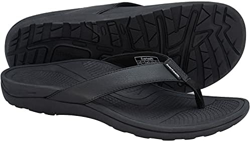 EVERHEALTH Men's Sandals Orthotic Arch Support Flip Flops Thongs for Plantar Fasciitis, Flat Feet, Heel Pain Relief, Comfort Indoor Slippers Outdoor Toe Post Sandal