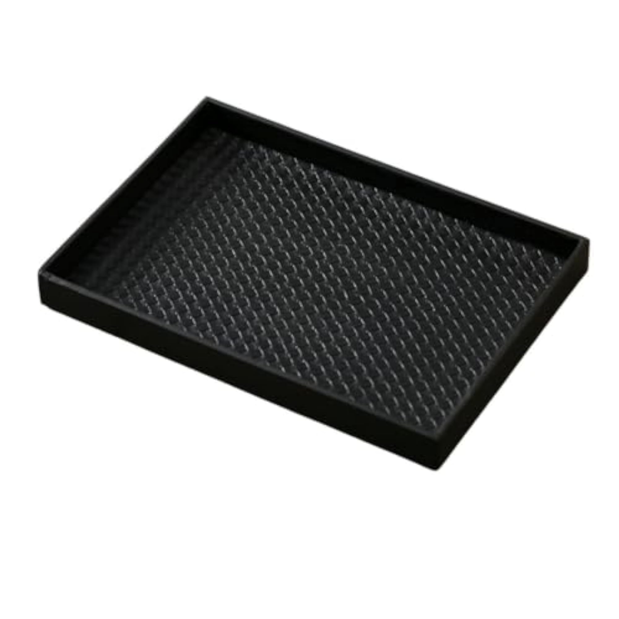 Leather-Like Minimalist Vanity Tray with Woven Pattern