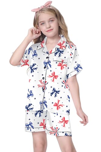 Image of Girls & Womens Satin Pajamas Set, Silk Button-Down Sleepwear 2 Piece Nightwear, 3 Years - Women XXL