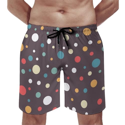 Short de bain homme à pois de couleur avec poches et cordon de serrage S