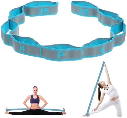 DOPENSPI Yoga Stretching Strap with 8 Loops, Yoga Stretch Strap, Highly Elastic Gymnastics Band, Fitness Stretching Band for Pilates, Dance, Gymnastics, Effective Stretching