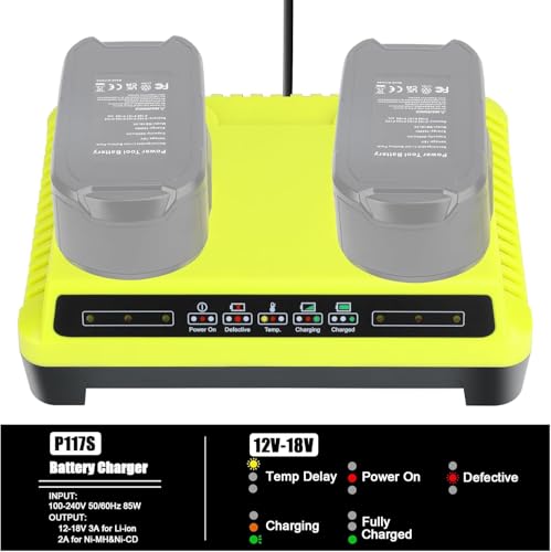 Image of P117 Dual 18V Charger Station Replacement for Ryobi Battery Charger