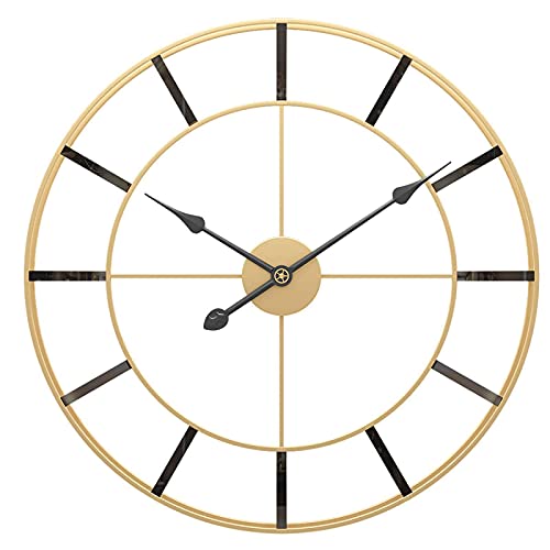 SBTXHJWCGLD Vintage Grande Horloge Murale silencieuse Ronde en métal Silencieux sans tic-tac à Piles horloges murales de Cuisine pour la Maison, Le Bureau, Le Jardin intérieur et extérieur 50
